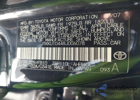 2008 Scion Xd из США, поврежденный, VIN JTKKU10448J006078